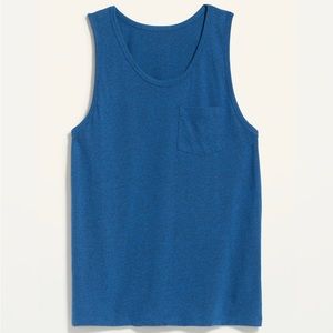 New Old Navy Cobalt Soft-Washed Chest-Pocket Tank Top for Men Small S